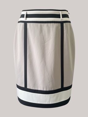 Worthington Cream Pencil Skirt with Black Contrast Trim